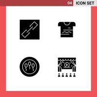 pack de 4 signes et symboles de glyphes solides modernes pour les supports d'impression Web tels que les éléments de conception vectorielle modifiables de cinéma de tissu de chemise médicale de chaîne vecteur