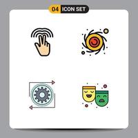 pack de 4 signes et symboles de couleurs plates modernes pour les supports d'impression Web tels que le double onglet de gestion planète processus éléments de conception vectoriels modifiables vecteur