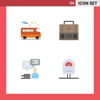 ensemble moderne de 4 icônes plates pictogramme de support de bus porte-documents valise homme éléments de conception vectoriels modifiables vecteur