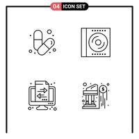 pack de 4 signes et symboles modernes de couleurs plates remplies pour les supports d'impression Web tels que les éléments de conception vectoriels modifiables de la finance cd musculaire du disque corporel vecteur