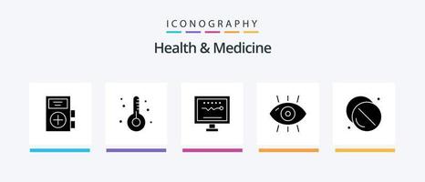 pack d'icônes glyphe 5 de santé et de médecine, y compris l'hôpital. drogue. battement de coeur. santé. aptitude. conception d'icônes créatives vecteur