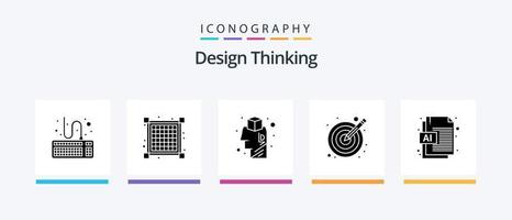 pack d'icônes glyphe 5 design thinking, y compris le fichier. ai. réflexion. vecteurs. illustration. conception d'icônes créatives vecteur