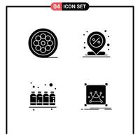 ensemble de pictogrammes de 4 glyphes solides simples d'éléments de conception vectoriels modifiables d'encre de localisation web de bouteille de conception vecteur