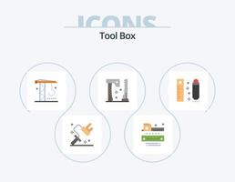 pack d'icônes plates d'outils 5 conception d'icônes. mesure. outils. construction. scie. hache vecteur