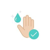 icône plate de main nettoyée avec un désinfectant pour les mains vecteur