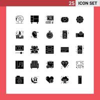 pack de 25 glyphes solides créatifs d'appareils bangla généraux monogramme bangladais taxes éléments de conception vectoriels modifiables vecteur