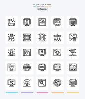 pack d'icônes de contour internet créatif 25 tel que navigateur. écrivez. interface. l'Internet. Blog vecteur