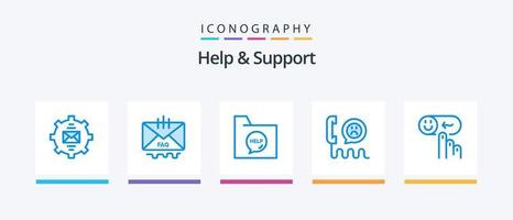 aide et support du pack d'icônes bleu 5, y compris l'aide. émotion. dossier. notation. aider. conception d'icônes créatives vecteur