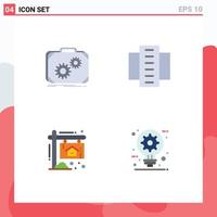 4 icônes plates vectorielles thématiques et symboles modifiables des éléments de conception vectoriels modifiables du tableau de bord des appartements résidentiels de la mallette vecteur