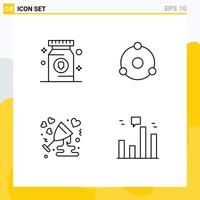 ligne d'interface mobile ensemble de 4 pictogrammes de médicament célébrer la pilule crypto amour éléments de conception vectoriels modifiables vecteur