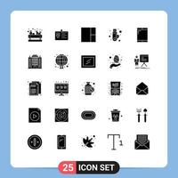 ensemble de 25 symboles d'icônes d'interface utilisateur modernes signes pour la mise en page de signature de carte d'identité de jeton de téléphone portable éléments de conception vectoriels modifiables vecteur
