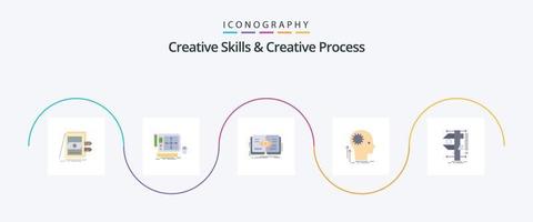 compétences créatives et pack d'icônes plat 5 de processus créatif, y compris la réflexion. pensée. Logiciel. croissance. œil vecteur
