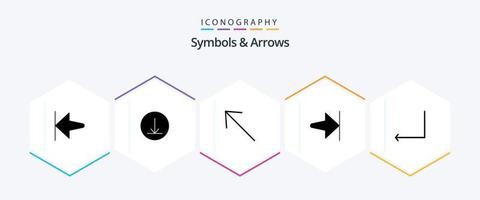 symboles et flèches pack d'icônes de 25 glyphes comprenant. La Flèche. . dos vecteur