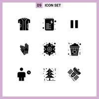 ensemble de 9 symboles d'icônes d'interface utilisateur modernes signes pour la construction de fleurs colorées shopping bâtiment vedio éléments de conception vectoriels modifiables vecteur