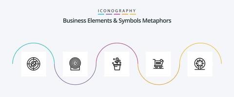 éléments commerciaux et symboles métaphores ligne 5 pack d'icônes, y compris magasin. expédition. croissance. achats. plante vecteur