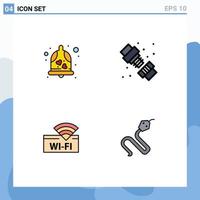 4 icônes créatives signes et symboles modernes de cloche wifi mariage cloche plombier dispositif éléments de conception vectoriels modifiables vecteur