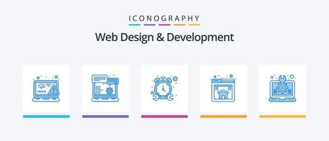 pack d'icônes bleues de conception et de développement web 5, y compris la création. page. option. domicile. Regardez. conception d'icônes créatives vecteur