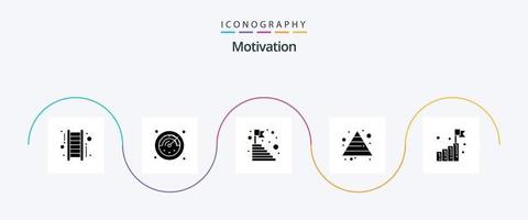 pack d'icônes de glyphe de motivation 5, y compris le démarrage. Entreprise. Haut. pyramide. carrière vecteur