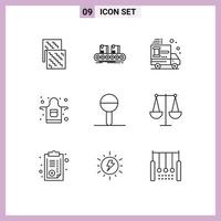 9 icônes créatives signes et symboles modernes du concessionnaire d'usine de tablier de cuisine acheter des éléments de conception vectoriels modifiables vecteur