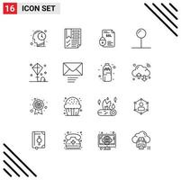 pack d'icônes vectorielles stock de 16 signes et symboles de ligne pour les éléments de conception vectorielle modifiables ssl de pointeur bancaire de vacances vecteur
