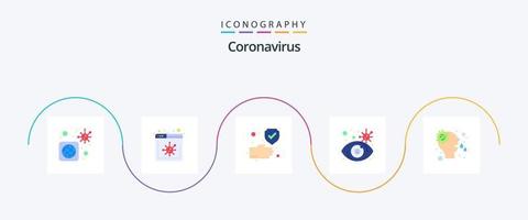 pack d'icônes plat 5 coronavirus comprenant le nez. virus infecté. propre. voir. œil vecteur