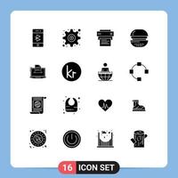 pack d'icônes vectorielles stock de 16 signes et symboles de ligne pour les boissons de repas utilisateur cuisine éducation éléments de conception vectoriels modifiables vecteur
