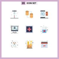 9 icônes créatives signes et symboles modernes d'éléments de conception vectoriels modifiables de marketing mobile de stockage sécurisé sécurisé vecteur
