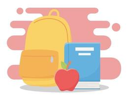 éducation en ligne, livre de sac à dos et école de pomme vecteur