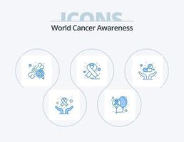 pack d'icônes bleues de sensibilisation au cancer du monde 5 conception d'icônes. Médicament. oncologie. monde. un cancer. journée vecteur
