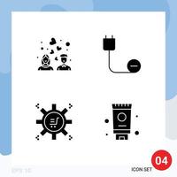 4 icônes créatives signes et symboles modernes de couple marketing automation coeur dispositifs d'amour processus de marketing éléments de conception vectoriels modifiables vecteur