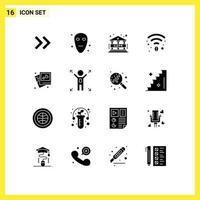 pack de 16 signes et symboles de glyphes solides modernes pour les supports d'impression Web tels que la réglementation du mariage de l'homme cadre de coeur éléments de conception vectoriels modifiables vecteur