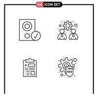 4 icônes créatives signes et symboles modernes des ordinateurs signalent des éléments de conception vectoriels modifiables pour la santé de la gestion du matériel vecteur