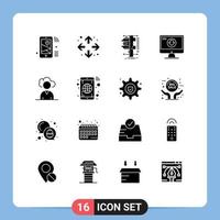 pack de glyphes solides de 16 symboles universels du jeu dlc mesurer la mesure du contenu éléments de conception vectoriels modifiables vecteur