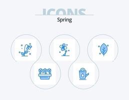 pack d'icônes bleu printemps 5 conception d'icônes. . la nature. flore. feuille. printemps vecteur