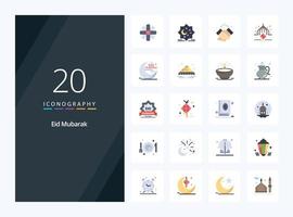 20 icône de couleur plate eid mubarak pour la présentation vecteur