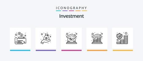 ligne d'investissement 5 pack d'icônes comprenant de l'argent. de l'argent. Entreprise. investissement. sac. conception d'icônes créatives vecteur