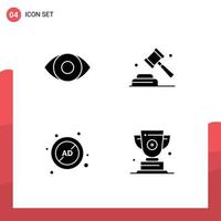 interface mobile glyphe solide ensemble de 4 pictogrammes de degrés publicité politique vote protection éléments de conception vectoriels modifiables vecteur
