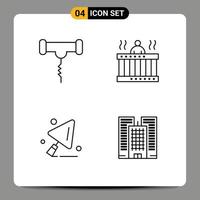 4 icônes créatives signes et symboles modernes de la cigogne de construction de boisson détendre les éléments de conception vectoriels modifiables du travailleur de la construction vecteur