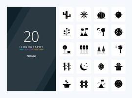 20 icône de glyphe solide nature pour la présentation vecteur