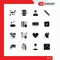 16 icônes créatives signes et symboles modernes de trou drapeau client école éducation éléments de conception vectoriels modifiables vecteur