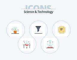 pack d'icônes plat science et technologie 5 conception d'icônes. laboratoire chimique. analyse chimique. la science. l'énérgie thermique. radioactivité vecteur