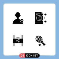 4 icônes créatives signes et symboles modernes du travail de fichier de film de base pp éléments de conception vectoriels modifiables vecteur
