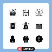 pack de 9 signes et symboles de glyphes solides modernes pour les supports d'impression Web tels que le journal de la crème informatique copie livre éléments de conception vectoriels modifiables vecteur