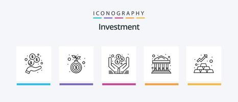 ligne d'investissement 5 pack d'icônes comprenant de l'argent. commerce électronique. mains. acheter. main. conception d'icônes créatives vecteur