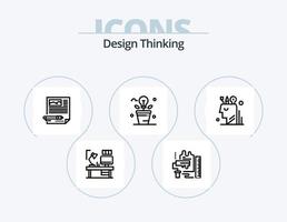 pack d'icônes de ligne de pensée de conception 5 conception d'icônes. crayon. dessin. escalader. Souris. éclairé vecteur