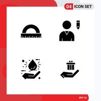 interface utilisateur pack de 4 glyphes solides de base d'éléments de conception vectoriels modifiables à la main de profil de règle de chute d'angle vecteur