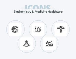 pack d'icônes de ligne de soins de santé biochimie et médecine 5 conception d'icônes. médical. Médicament. transfusion. goutte . impulsion vecteur
