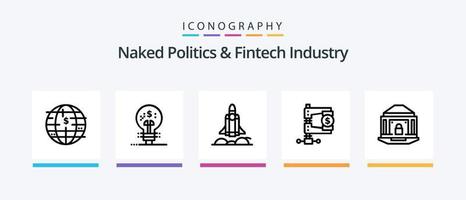 politique nue et pack d'icônes de la ligne 5 de l'industrie fintech, y compris la serrure. bancaire. décentralisée. banque. Les données. conception d'icônes créatives vecteur