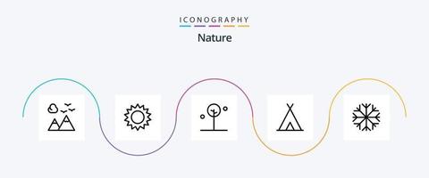 pack d'icônes ligne nature 5 comprenant un flocon de neige. voyage. forêt. tente. vacances vecteur