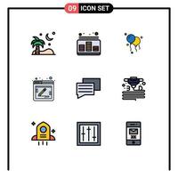 9 icônes créatives signes et symboles modernes de message chat son web commentaire éléments de conception vectoriels modifiables vecteur